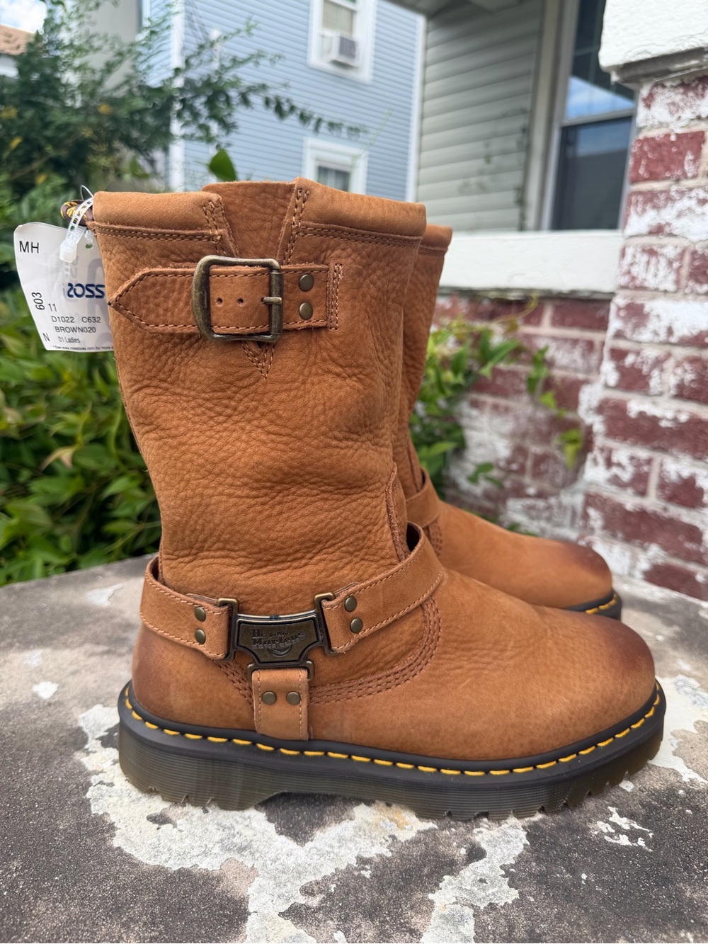 Dr Martens Aniston HI Tumble Nubuck Biker Boots Desert Brown Womens Sz 10M NEW - Picture 8 of 16